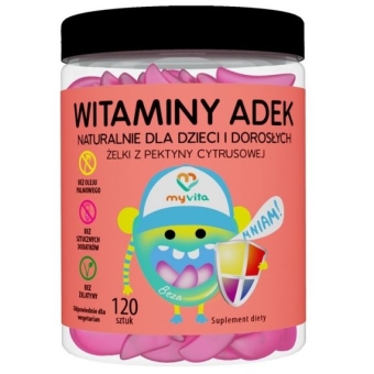 MyVita Witamina ADEK naturalne żelki z pektyny cytrusowej dla dzieci i dorosłych 120sztuk cena 44,90zł