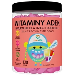 MyVita Witamina ADEK naturalne żelki z pektyny cytrusowej dla dzieci i dorosłych 120sztuk cena 44,90zł
