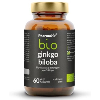 Ginkgo biloba bio - ekstrakt bio z miłorzębu japońskiego 60kapsułek Vcaps Pharmovit cena 38,90zł