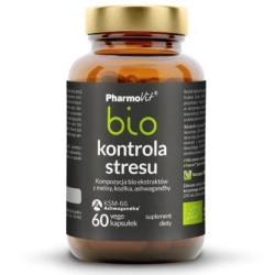 Kontrola stresu Kompozycja ekstraktów bio z melisy, kozłka i ashwagandhy 60kapsułek  Vcaps Pharmovit cena 38,90zł