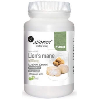 Aliness Lion’s Mane ekstrakt 40/20 400mg 90kapsułek Vege cena 64,90zł