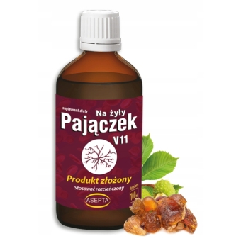 Pajączek V11 Olejek na żyły 100ml Asepta data ważności 2025.04 cena 59,90zł