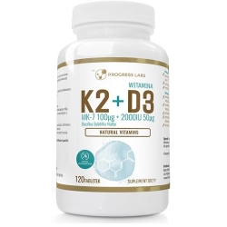 Progress Labs Witamina K2 MK7 z Natto 100mcg + D3 2000IU 50mcg 120tabletek cena 20,90zł