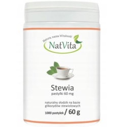 Stewia (stevia) naturalny słodzik 60mg 1000pastylek Natvita cena 37,90zł