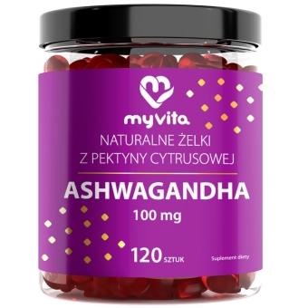 MyVita Ashwagandha naturalne żelki z pektyny cytrusowej 120sztuk cena 48,90zł