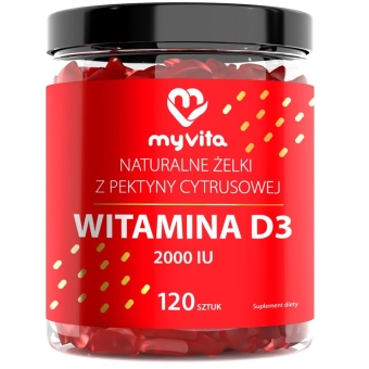 MyVita Witamina D3 (2000IU) naturalne żelki z pektyny cytrusowej 120sztuk cena 39,90zł