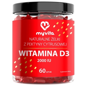 MyVita Witamina D3 (2000IU) naturalne żelki z pektyny cytrusowej 60sztuk cena 28,90zł