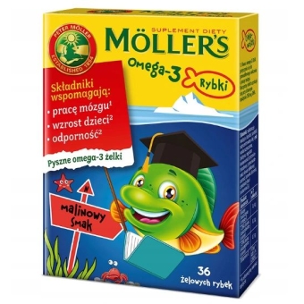 Moller's Omega-3 Rybki malinowy smak żelki 36sztuk Orkla Care cena 35,00zł