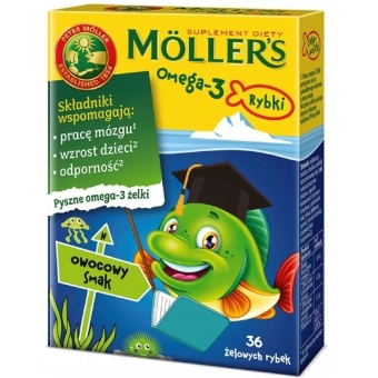 Moller's Omega-3 Rybki owocowy smak żelki 36sztuk Orkla Care cena 29,90zł