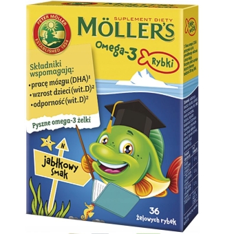 Moller's Omega-3 Rybki jabłkowy smak żelki 36sztuk Orkla Care cena 35,00zł