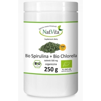 Bio Spirulina + Bio Chlorella 500tabletek Natvita cena 66,90zł