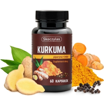Kurkuma piperyna imbir resweratrol i kwercetyna 60kapsułek Purelab Marek Skoczylas cena 76,00zł