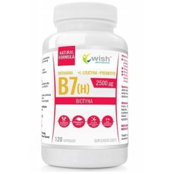 Wish Pharmaceutical Biotyna Witamina B7 (H) 2500µg + Prebiotyk dla wegan 120kapsułek cena 28,00zł