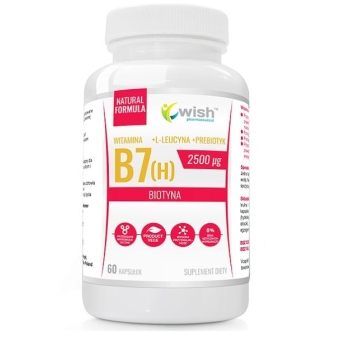 Wish Pharmaceutical Biotyna Witamina B7 (H) 2500µg + Prebiotyk dla wegan 60kapsułek OSTATNIE SZTUKI cena 14,90zł