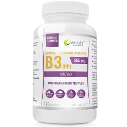 Wish Pharmaceutical Niacyna Witamina B3 (PP) 500mg + Inulina 120kapsułek cena 34,99zł