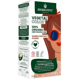 Herbatint Farba do włosów Warm Chestnut Power - Ciepły Brąz - ORGANIC Vegetal Color 100% 100g cena 59,90zł