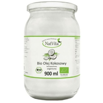 Olej kokosowy bezzapachowy 900ml ekologiczny BIO NatVita cena 34,50zł