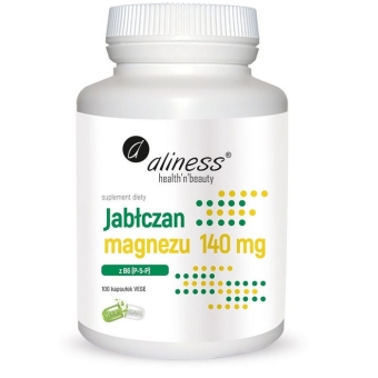 Aliness Jabłczan magnezu 140 mg z B6 (P-5-P) x 100kapsułek Vege cena 43,90zł