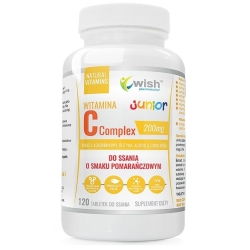 Wish Pharmaceutical Witamina C Complex Junior 200mg do ssania o smaku pomarańczowym 120tabletek cena 34,90zł