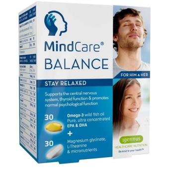 MindCare BALANCE (kwasy omega-3 magnez L-teanina i witaminy) 30+30kapsułek Igennus OSTATNIE SZTUKI cena 79,00zł