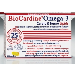 BioCardine®Omega-3 Cardio & Neuro Lipids 60kapsułek Marinex International cena 59,90zł