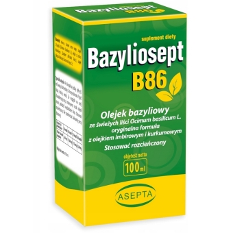 Bazyliosept B86 olejek z imbiru i kurkumy płyn 100ml Asepta cena 99,90zł