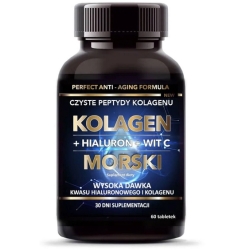 Kolagen morski + hialuron + witamina C 500mg 60tabletek Intenson cena 59,00zł