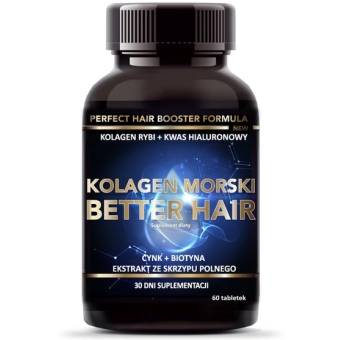 Kolagen morski Better Hair + wit C + kwas hialuronowy 60tabletek Intenson cena 61,90zł