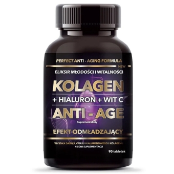 Kolagen Anti-Age efekt odmładzający + hialuron + witamina C 500mg 90tabletek Intenson cena 54,00zł