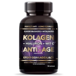 Kolagen Anti-Age efekt odmładzający + hialuron + witamina C 500mg 90tabletek Intenson PROMOCJA cena 37,90zł