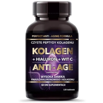 Kolagen Anti-Age efekt odmładzający + hialuron + witamina C 500mg 120tabletek Intenson PROMOCJA cena 58,70zł