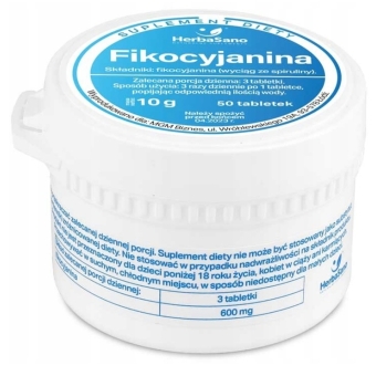 Fikocyjanina (Wyciąg ze spiruliny) 50tabletek HerbaSano PROMOCJA cena 55,40zł