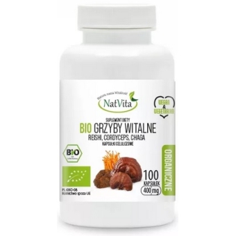Natvita Grzyby witalne BIO 100kapsułek cena 46,99zł