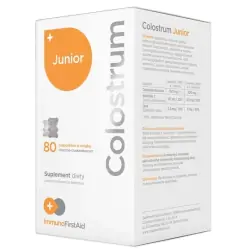 Colostrum Junior cukierki truskawkowe z probiotykiem 80cukierków ImmunoFirstAid Colostrum Polska cena 83,98zł