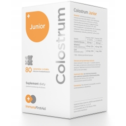 Colostrum Junior cukierki truskawkowe z probiotykiem 80cukierków ImmunoFirstAid Colostrum Polska cena 89,90zł