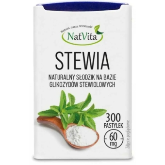 Stewia (stevia) naturalny słodzik 300pastylek Natvita cena 16,90zł