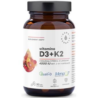 Aura Herbals Witamina D3 4000 IU + K2 90kapsułek cena 48,40zł