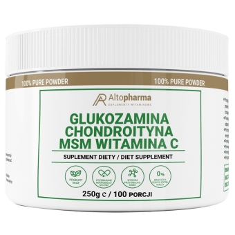 Glukozamina Complex wegańska chondroityna z alg MSM witamina C proszek 250g Alto Pharma cena 89,99zł