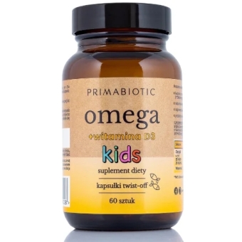 Primabiotic Omega KIDS+D3 twist-off 60kapsułek Natubay PROMOCJA cena 29,90zł