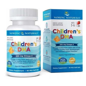 Nordic Naturals Children's DHA Kwasy DHA dla dzieci 250mg truskawka 90kapsułek cena 65,90zł