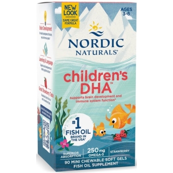 Nordic Naturals Children's DHA 250mg (Kwasy omega-3 + DHA + EPA TRUSKAWKA) 90kapsułek cena 65,95zł